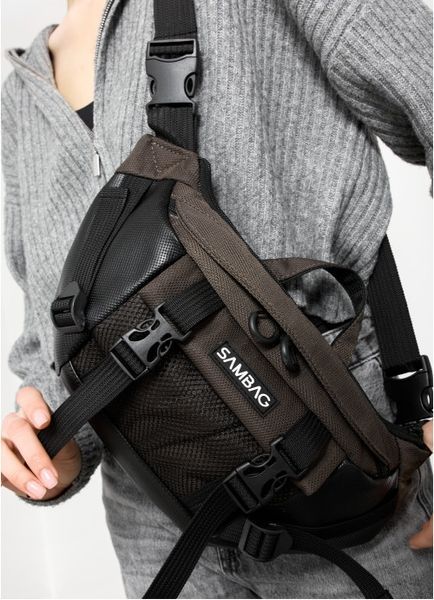 Большая женская поясная сумка бананка для планшета Sambag DynamicDart хаки 80411119 фото