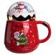 Чашка фарфоровая с крышкой Christmas 400 (мл) Красная Yiwu FM-CS-41D FM-CS-41D фото 1