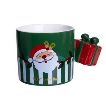 Чашка фарфоровая новогодняя Merry Christmas 400 (мл) Зеленая Yiwu FM-CS-49GR FM-CS-49GR фото