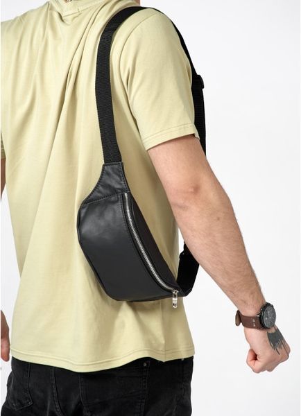 Сумка на пояс бананка з натуральної шкіри Sambag Tirso Noir чорна 81113001m фото