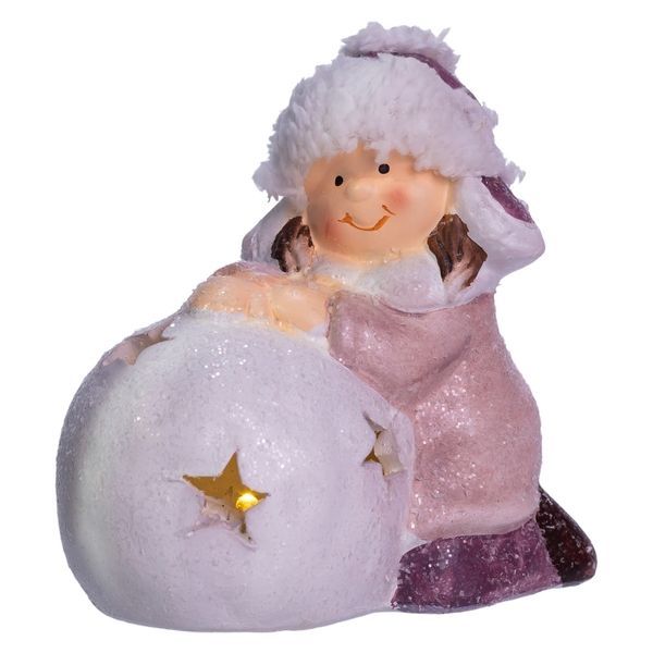 Новогодняя фигурка с подсветкой Девочка со снежным шаром из фарфора 11&times;7&times;12 (см) новогодний декор для дома, квартиры в подарок CR-5-9 CR-5-9 фото